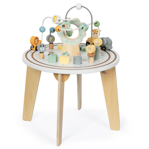 Ξύλινο στρογγυλό εκπαιδευτικό τραπέζι με μαγνητικό τρένο και εκτοξευτή χαντρών