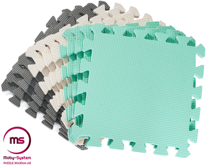 Αφρώδες παζλ 12τμχ. - εκπαιδευτικό στρώμα αφρού 120 x 90 x 1.2cm με μπορντούρα - μέντα