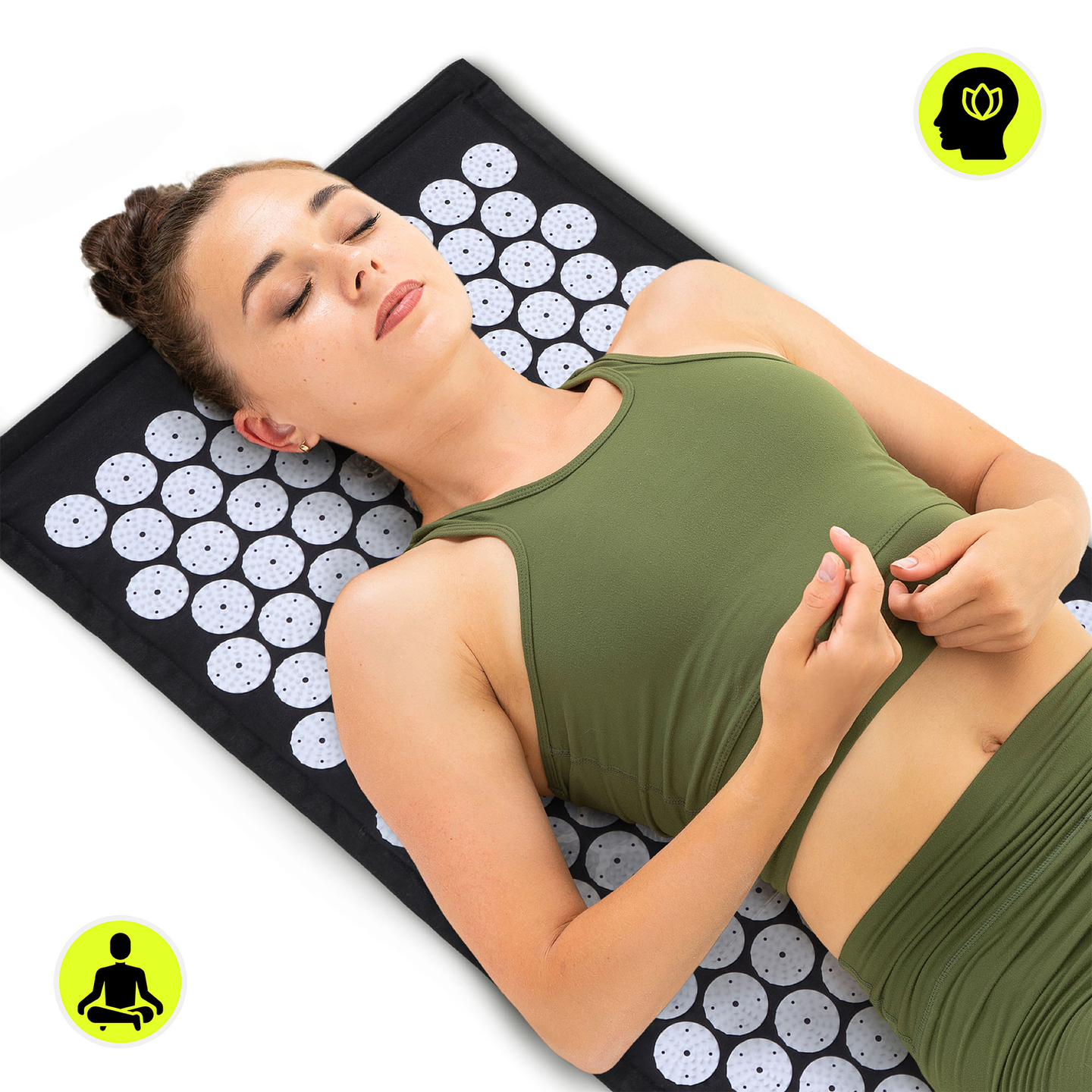 Στρώμα πιεσοθεραπείας από λινό ECO με ίνες καρύδας και μαξιλάρι από φαγόπυρο – HyperMotion 68 cm, ασπρόμαυρο