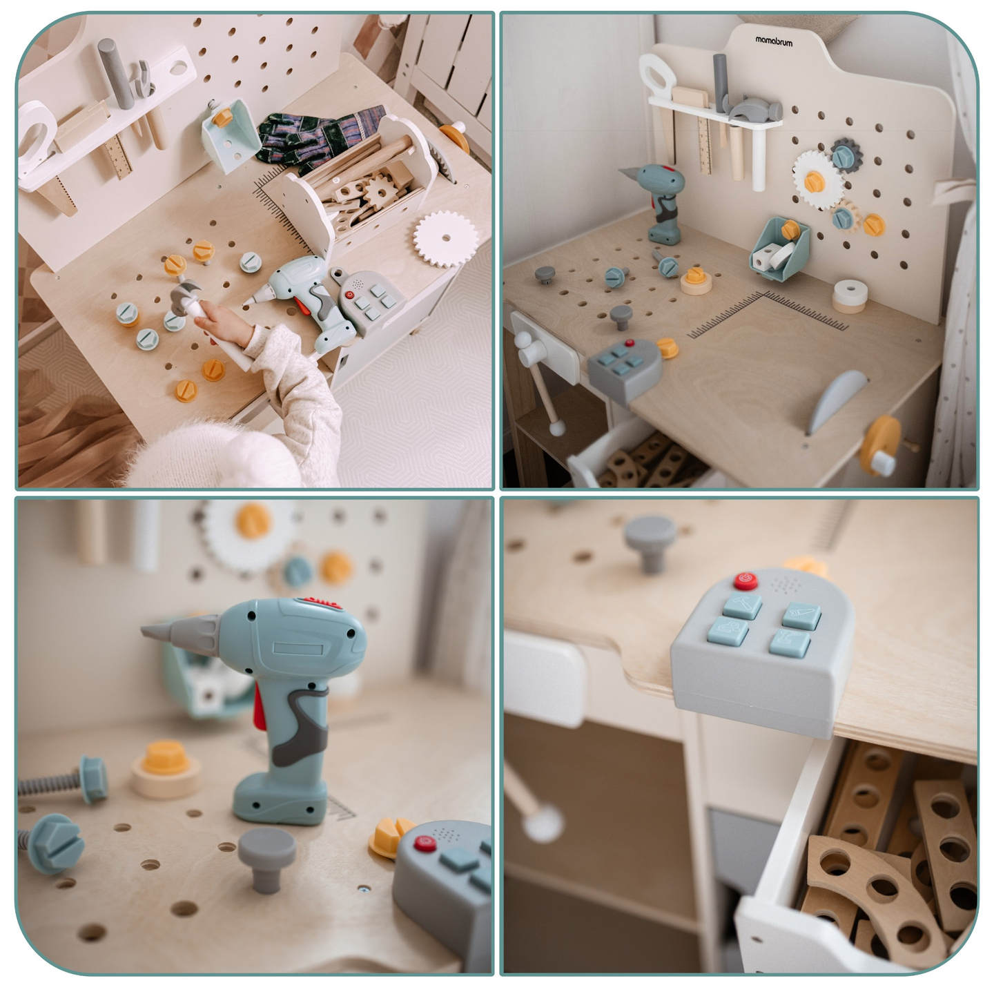 XXL Μεγάλο ξύλινο εργαστήριο με εργαλεία - σετ DIY, 74 στοιχεία