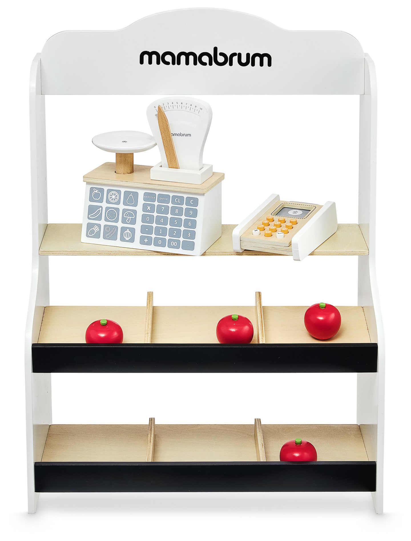 Μίνι μάρκετ - κατάστημα με ζυγαριά, τερματικό, κάρτα πληρωμής και φρούτα