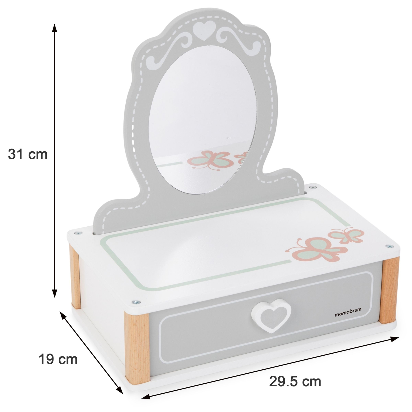 Ξύλινο παιδικό κομοδίνο με αξεσουάρ