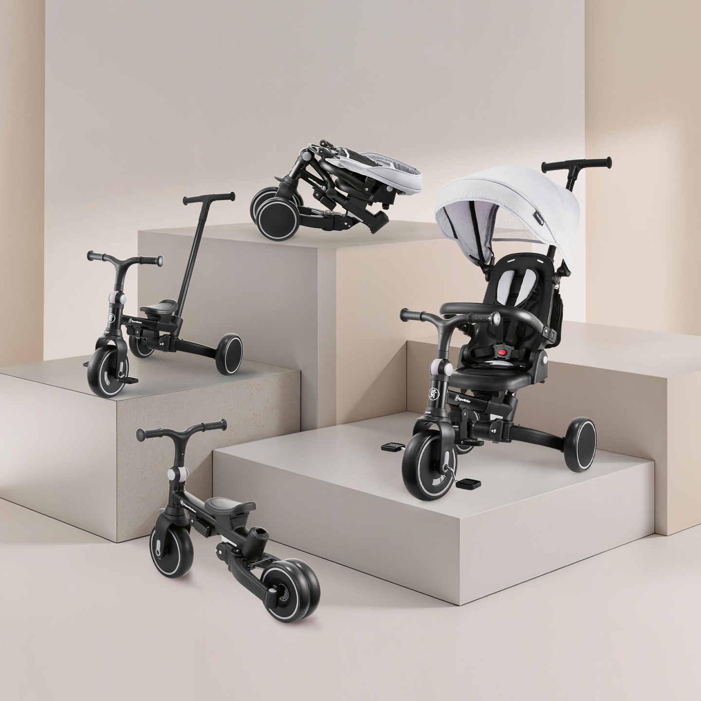 Πολυλειτουργικό τρίκυκλο 8 σε 1 TOBI FOREST - γκρι