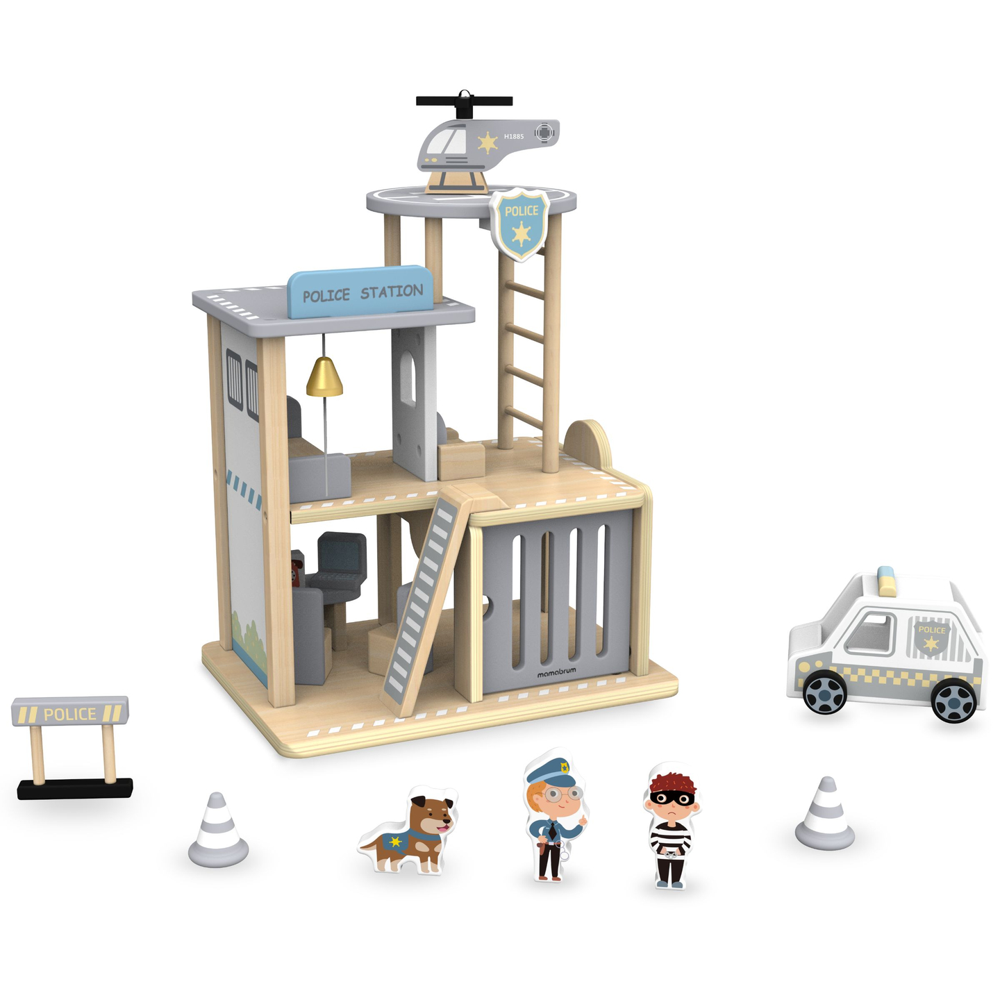 Ξύλινο αστυνομικό τμήμα με αξεσουάρ